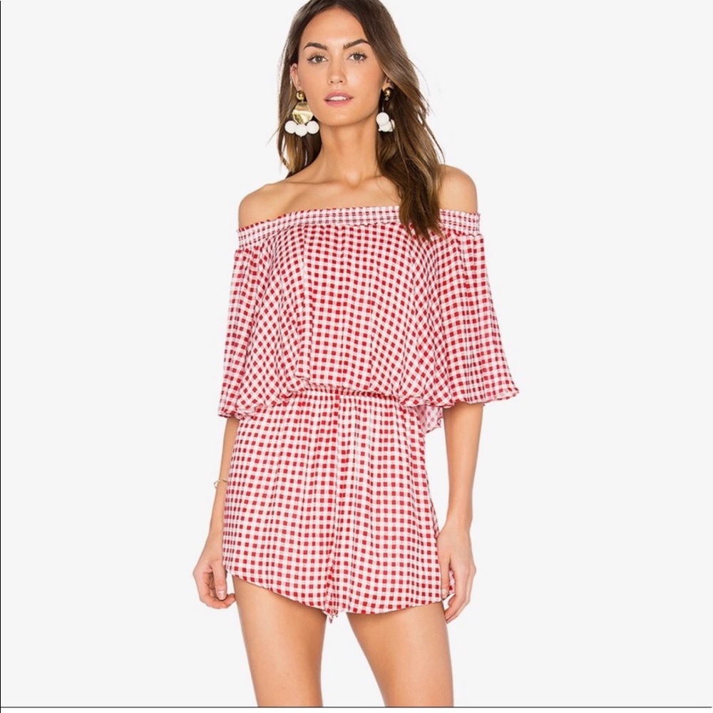 Show Me Your Mumu Red & White Gingham Rosarita Romper Size XS